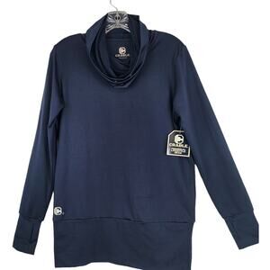 Crable Activewear Cowlneck Thumb Holes Shirt Men M Long Sleeve Blue Sportswear